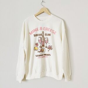 Wine & Cheese Social Club Cream Sweater